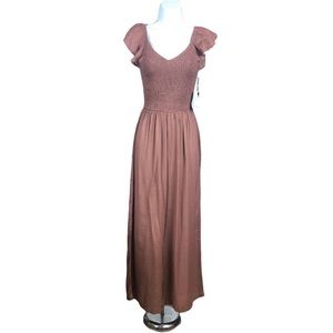 Japna Jumpsuit, Mauve/Dusty Rose with flutter sleeves